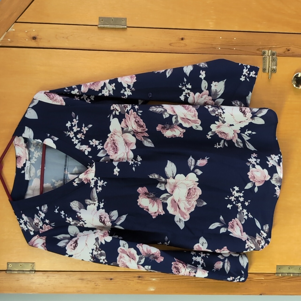 Navy Blue Floral Top